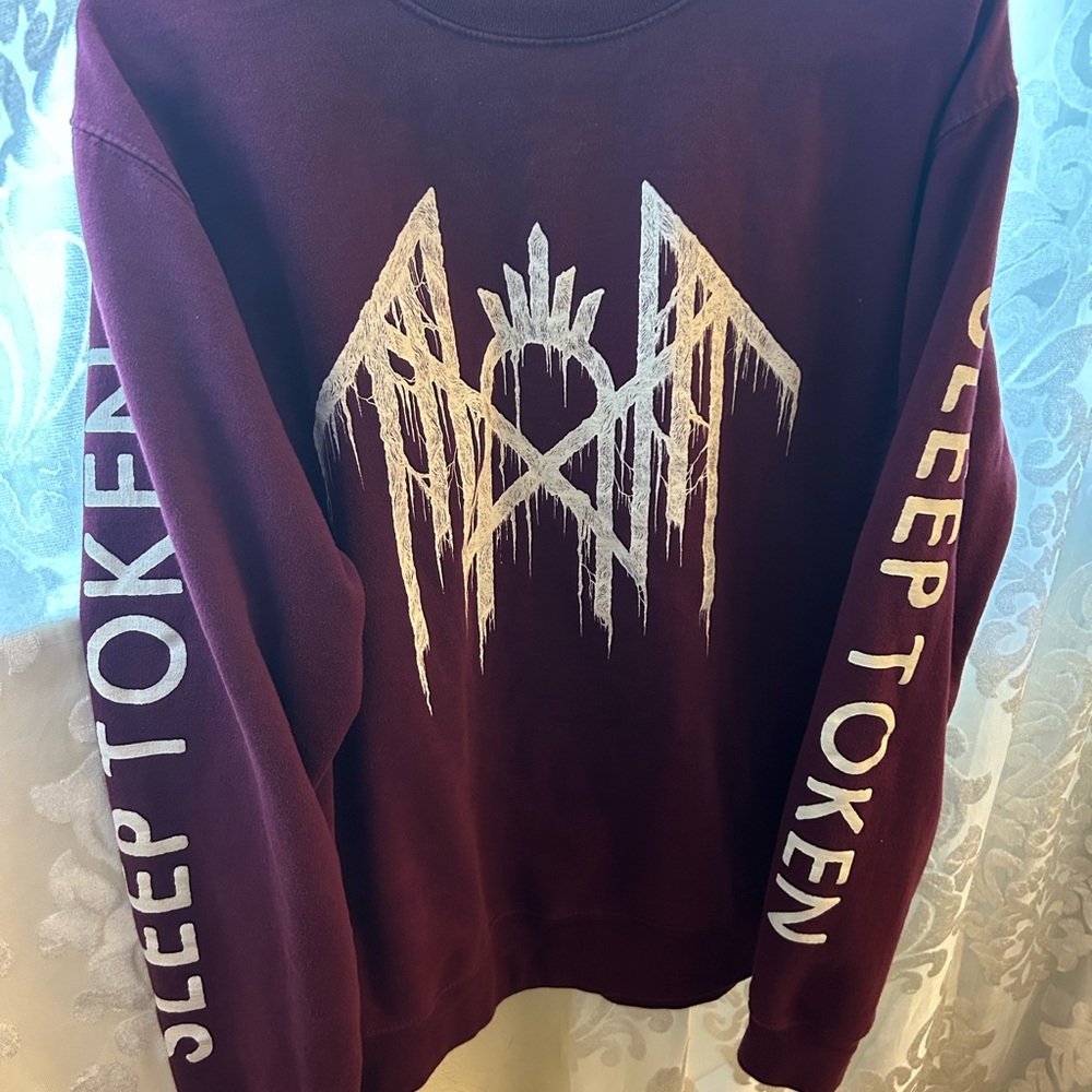 Sleep Token Maroon Crewneck Sweater with White Design